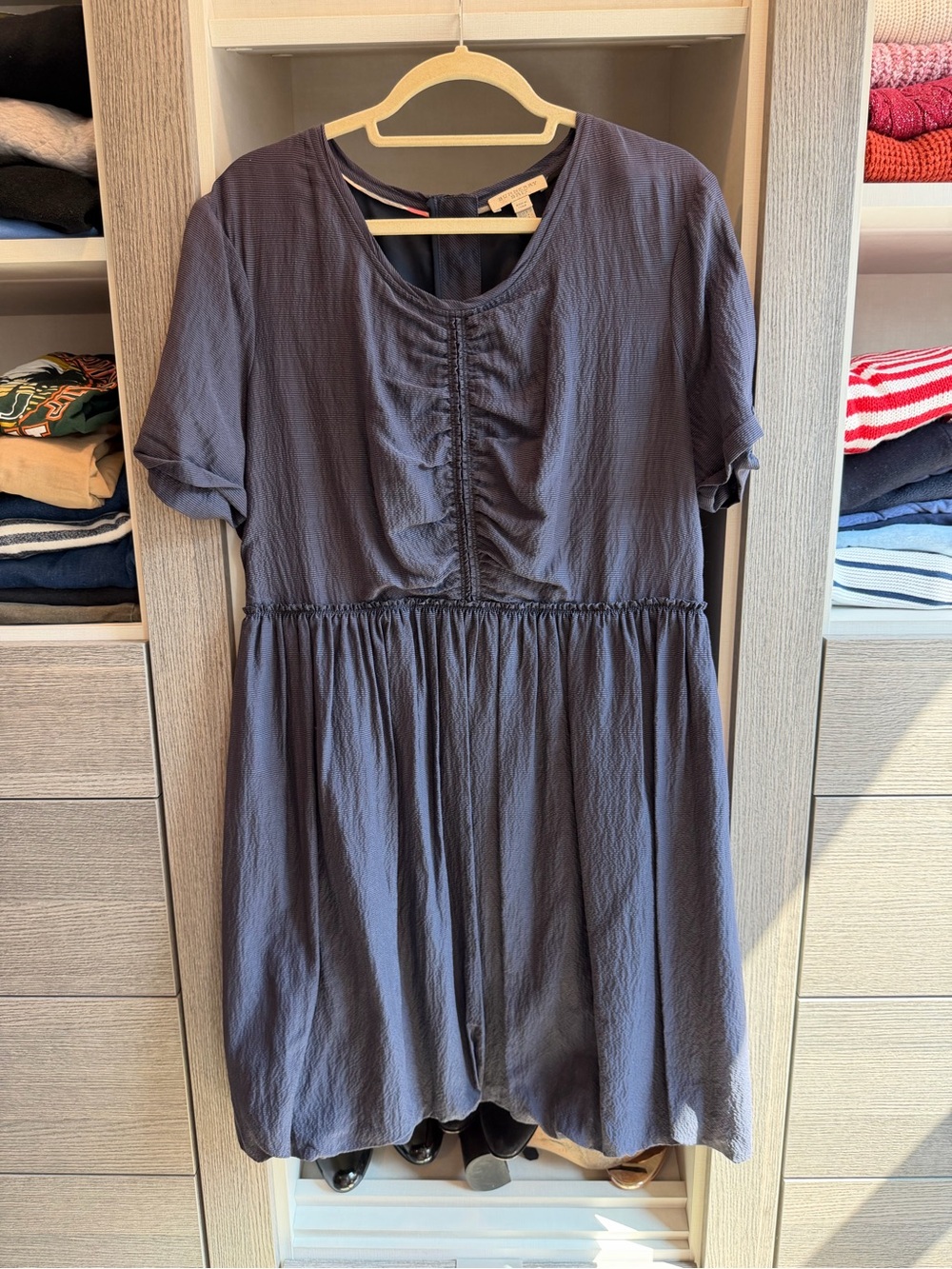 Burberry Navy Short Sleeve Scoop-Neck Dress
